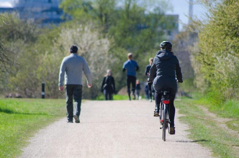 公園を走る自転車